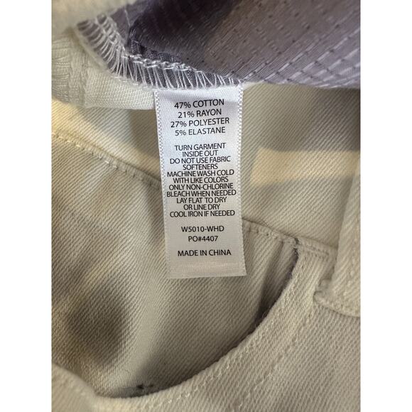 Betabrand Wide Leg Yoga Denim Jeans Pull On Button Fly Medium Petite Off White - Picture 7 of 9